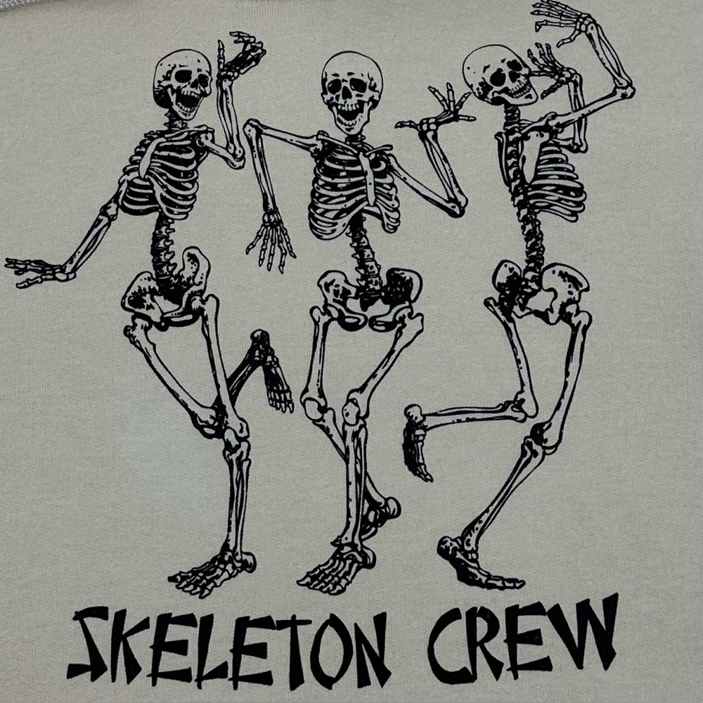 Bowery Supply Co. Skeleton Crew Graphic Hoodie Beige Size Small - Picture 3 of 9